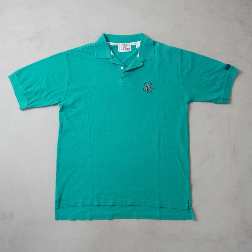 Vintage 1995 US Open Polo Shirt Large Mens Teal Short Sleeve 90s Vtg